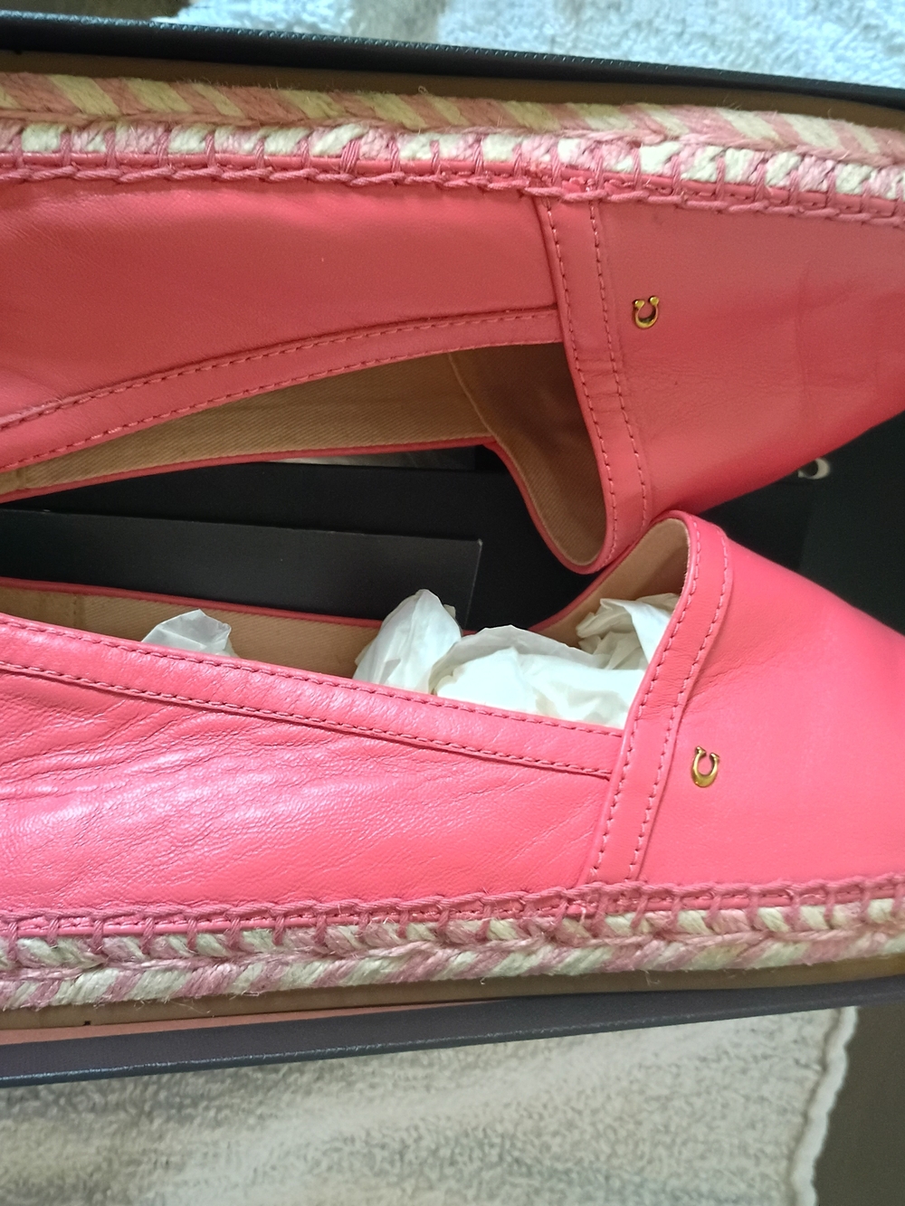 COACH Women's Pink Leather Espadrille Slip-Ons - Picture 11 of 11